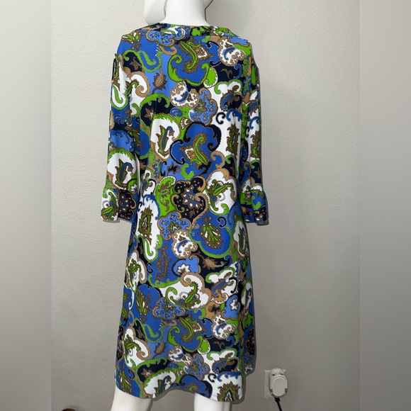 Jude Connally. Floral Shift Dress Blue & Green L Paisley - Picture 2 of 3